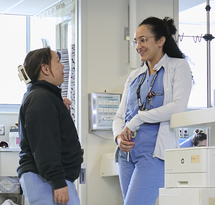 Two nurses having a conversation