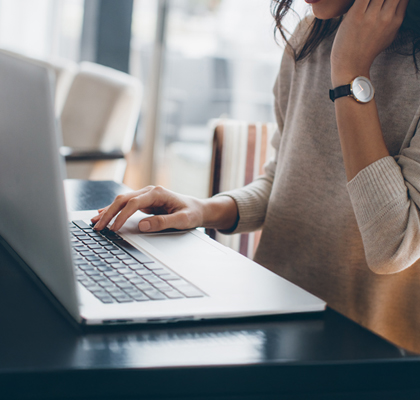 woman using laptop